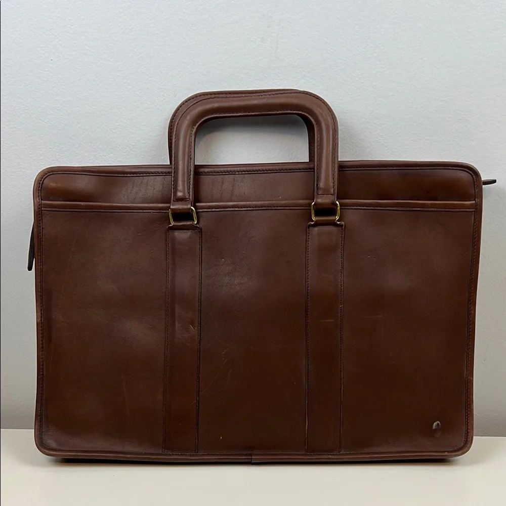 Vintage Coach USA Mahogany Leather Top Handle Office Work Briefcase Bag